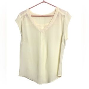 Antilia Femme Sheer, Lightweight, Airy, Flowing Tunic Style Off White Top